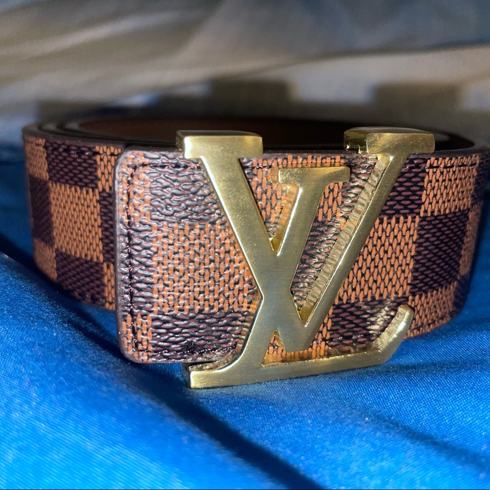 Brown Checkered Louis Vuitton Belt